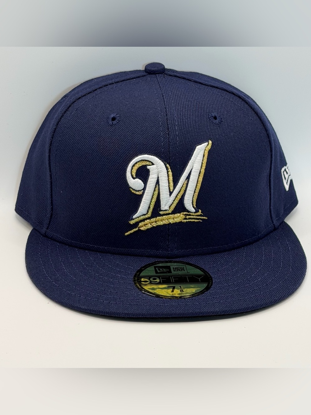 Milwaukee Brewers New Era 59FIFTY Fitted Blue Hat Cap Size 7 1/8 MLB New M Logo